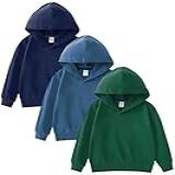 GFQLONG Pacote Com 3 Moletons Com Capuz De Algodão Para Bebês- Crianças- Meninos- Meninas- Esportivo- Manga Comprida- Azul Marinho - Azul Ciano - Verde Escuro- 6-7 Anos