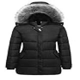 GGleaf Casaco Feminino Acolchoado Espesso De Inverno Jaqueta Quente De Neve Com Capuz Removível De Pele Preto M