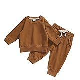 Gicrk Conjunto De 2 Peças De Moletom De Manga Comprida Calça Infantil Para Bebês Recém Nascidos Marrom 12 Meses