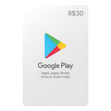 Gift Card Google Play Cartão Presente 30 Reais Formato Digital