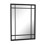 GIFTTEOVE Espelho De Janela Retangular Preto Painel De Janela De 86 X 61 Cm Com Moldura De Metal Espelho De Parede Quadriculado Espelho Decorativo De Destaque Para Sala De Estar E Entrada Vertical