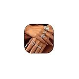 GIGB PBDK Conjunto De 8 Peças De Anéis Abertos De Flor De Folha Folheada A Prata Para Mulheres- Anéis De Articulação Punk Delicados Boêmios- Presentes Elegantes De Joias De Aniversário E Casamento-