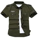 camisa masculina manga curta militar abotoada tatica uniforme trabalho verde militar