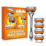 Gillette Fusion5 Aparelho De Barbear Recarregável 5 Cargas Com 5 Lâminas Anti Fricção Barbear Mais Rente 1 KIT