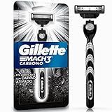 Gillette Mach3 Carbono Aparelho De Barbear Reutilizável Com Carvão Ativado E Fita Lubrificante Melhorada 1 Ud