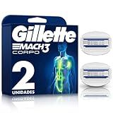 Gillette Mach3 Corpo Carga Para Aparelho De Barbear Com Barras De Gel Umectantes Depilação Corporal Para Homens 2 Uds