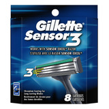 Gillette Sensor 3 Mens Recargas De 08 Lâminas Barbear