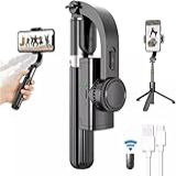 Gimbal Estabilizador Gimbal 2 Eixos Para Smartphone E Bastão De Selfie Com Tripé Rotação De 360 Com Controle Remoto Para Android E IPhone Estabiliza Fotos E Videos Todos Tipo Celular Conexão Sem Fio