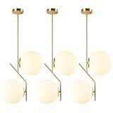 Gimpo 3 X Luminárias 67cm Pendente Jabuticaba 2 Globos Vidro Dourado Lustre Teto Gimpo 3x KJDD E 070 GOLD