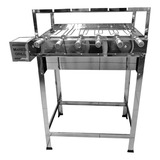 Gira Grill Caçamba Aço Inox Churrasqueira 6 Espetos Mared