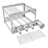 Gira Grill Churrasqueira Inox 4 Espetos 2 Grelhas Brinde
