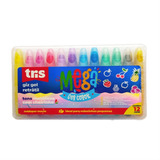 Giz Cera Retrátil Mega Gel 12 Cores Metálicas Cheirinho Tris