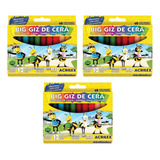 Giz De Cera Acrilex Big 12 Cores Kit Com 3 Unidades Cor Colorido