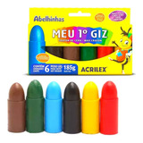 Giz De Cera Acrilex Meu Primeiro Giz 06 Cores Jumbo Crianç