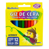 Giz De Cera Acrilex Traço Macio Super Cobertura 12 Cores