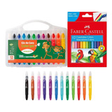 Giz De Cera Retrátil Canetinha 12 Cores Faber castell Kit
