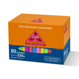 Giz De Lousa Escolar Colorido E Branco 50uni Qualidade Delta