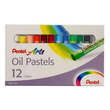Giz Oil Pastels Com 12 Cores Pastel Oleoso Pentel Artes