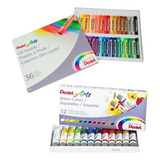 Giz Pastel Oleoso 36 Cores Pentel 12 Aquarela Frete Grat