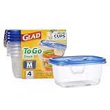 GladWare Para Ir Lanche Recipientes De Armazenamento De Alimentos- Retangular Médio Comporta 60 Ml De Alimentos- Conjunto De 4 Unidades