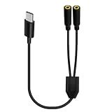 GLHONG USB C Para Dual DC 3-5 Mm Conector De Fone De Ouvido Divisor Y De áudio- 2 Em 1 Tipo C Macho Para Cabo De Extensão Estéreo Fêmea De 3-5 Mm Suporta Controle De Volume- Microfone E Audição 30 Cm