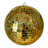 Globo Espelhado 40cm Dourado Com Corrente