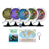 Globo Terrestre 30cm C  Controle   Atlas   Mapa Mundi   Lupa