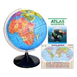 Globo Terrestre Continental 43cm Altura Atlas Mapa Mundi