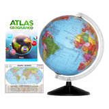 Globo Terrestre Político 30cm Diâmetro   Atlas   Mapa Mundi