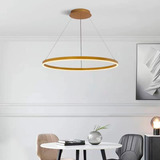 Gmh Luminária Lustre Pendente Led Moderno Argola Anel Arco Redondo Grande 80cm Pé Direito Alto Duplo Luxo Centro De Mesa Sala Dourado Bivolt 110v 220v Luz Amarela Branco Quente 3000k 50w