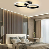 Gmh Luminária Lustre Plafon Sobrepor Led Moderno Grande Duplo 74w 3900 Lúmens Acabamento Cristal Luxo Teto Cozinha Sala Quarto Luz Amarela Branco Quente 3000k Cor Preto Bivolt 110v 220v