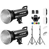 Godox 2X SK300II Studio Flash Strobe Kit-2-4G 600Ws Speedlite Flash Monolight With Bowens Mount For Studio Shooting-Location - Portrait Photography With Light Stand-Softbox-Barndoor And UmbrellasL8