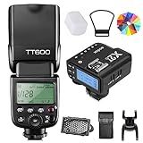 Godox Flash TT600 Com Kit GODOX Flash Trigger X2T C Sistema X Sem Fio 2 4G Sincronização De Alta Velocidade Compatível Com Câmeras Canon DSLR Poderoso GN60 Reciclagem Rápida E Modos De Flash