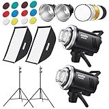 Godox MS300 Kit De Fotografia De Luz De Estúdio De Flash Estroboscópico 600W- 2 Peças GODOX MS300V Com Softbox-suporte De Luz-refletor- 5800-200K 0-1-1-8S Tempo De Reciclagem Com Lâmpada De Modelagem
