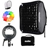 Godox Suporte S2 Speedlite 80 Cm X 80 Cm Softbox Grid Kit Suporte Godox Softbox Bowens Para Godox V1 AD200Pro AD200Pro AD400Pro V860II Series TT350 Com Difusor Pergear