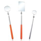 GOLD DEER Conjunto De 3 Espelhos Telescópicos Para Inspeção Automática Bastão Extensível Espelho Mecânico Com Alça Longa 360 Cabeça Giratória Telescópica Retangular