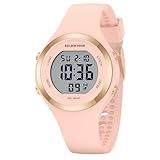 GOLDEN HOUR Relógio Esportivo Feminino Com Pulseira De Silicone Com Cronógrafo Digital à Prova D água Champanhe Moderno