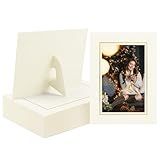 Golden State Art Pacote Com 25 Porta Retratos De Papelão 10 X 15 Cm Porta Retratos De Papel Com Cavalete Exibição De Fotos De Papel DIY Marfim Com Forro Dourado 