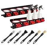 Goldmeet 2 Conjuntos De Prateleiras De Armazenamento De Garrafas De Spray Com Kits De Escova De Limpeza De Carro Suporte De Lata De Spray De Parede Organizador De Garrafas De Garagem Trilho De