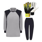 Goleiro Infantil Kit Camisa E Calça Acolchoada Luva