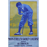 Golfe Taco Golf Curso Jogando Montreux Suissa Poster Repro