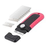 Gomake Raspador De Lâmina De Barbear Com Tampa De Segurança Raspador De Pintura De Fogão De Janela Com Lâminas De Aço Inoxidável 10 Peças Para Limpeza De Vidro Tinta E Etiqueta Antiga Removedor De Adesivos Ferramenta Raspadora De Fogão