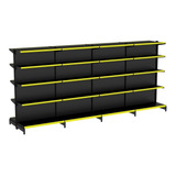 Gondola Centro 170 Amapa Flex Kit 4 Metros Preto Pe Amarelo