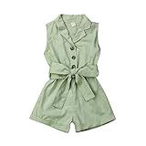 GOOCHEER Macacão Infantil Para Meninas Sem Mangas Macacão Macacão Peça única Macacão Macacão Para Brincar Roupas De Verão 6M 6T Light Green 2T 3T