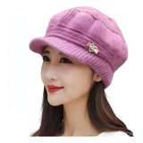 Gorro Boné Touca Boina De Lã Com Viseira Forrada Feminina