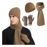 Gorro Cachecol Luva De Lã Masculino Kit Inverno Completo