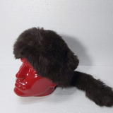 Gorro Capuz Pele Coelho Marrom Antigo Anos 70 Grande Raro