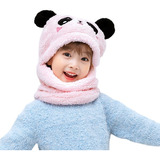 Gorro Touca Com Cachecol Urso Panda Infantil Inverno Rosa