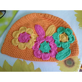 Gorro Touca Infantil Em Crochê Com Flores Modelo 1