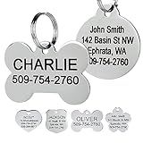 GoTags Etiquetas De Identificação De Animais De Estimação De Aço Inoxidável Etiquetas Personalizadas Para Cães E Gatos Até 8 Linhas De Texto Personalizado Gravadas Em Ambos Os Lados